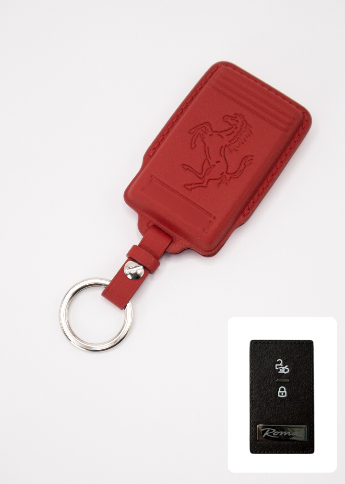 Timotheus for Ferrari key fob cover case, Compatible with Ferrari key case, Handmade Genuine Leather for Ferrari keychains | FR22