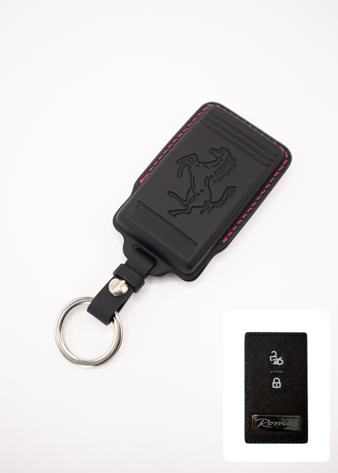 Timotheus for Ferrari key fob cover case, Compatible with Ferrari key case, Handmade Genuine Leather for Ferrari keychains | FR22