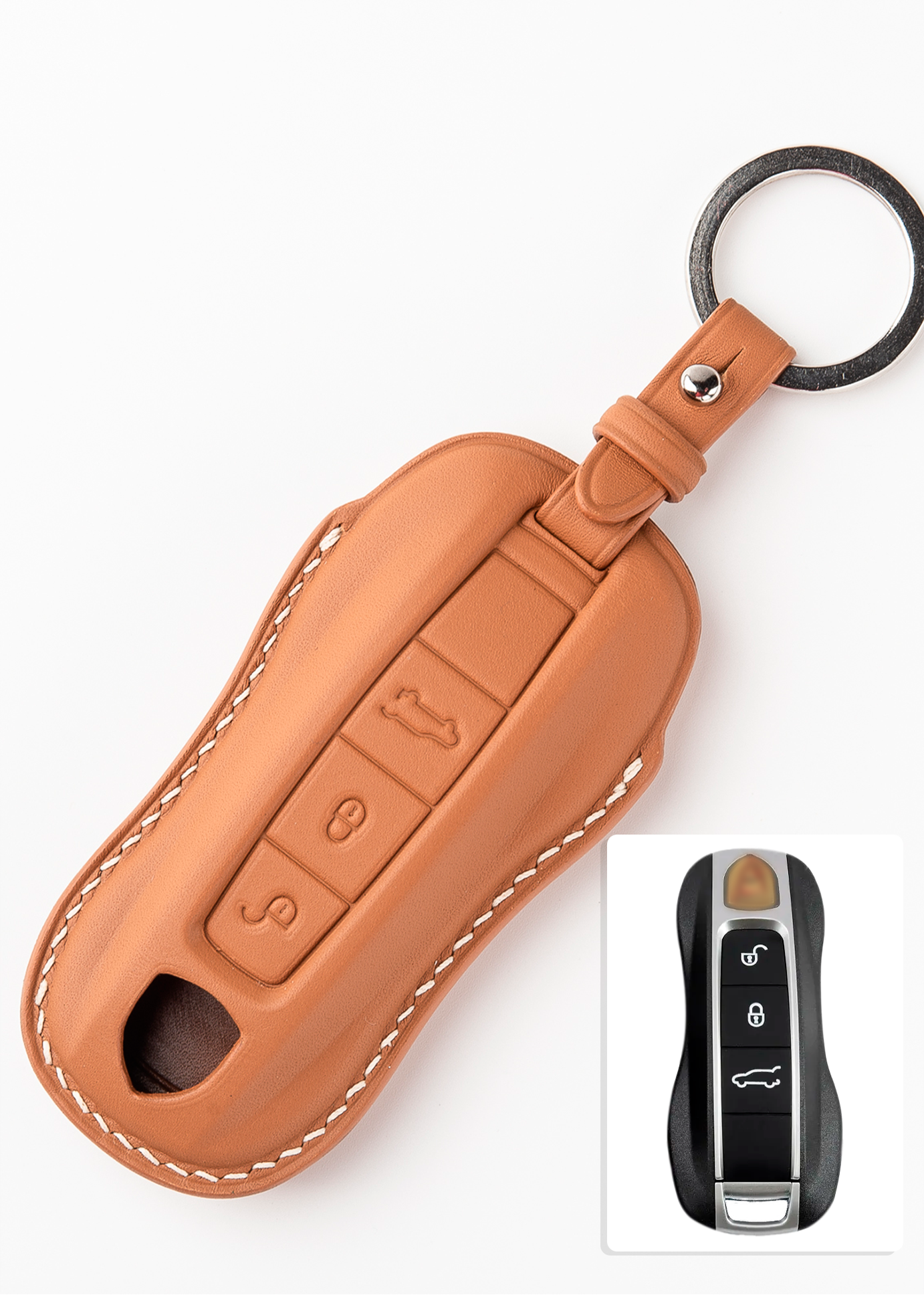 Timotheus for Porsche key fob cover case, Compatible with Porsche key case, Handmade Genuine Leather for Porsche keychains | PR33