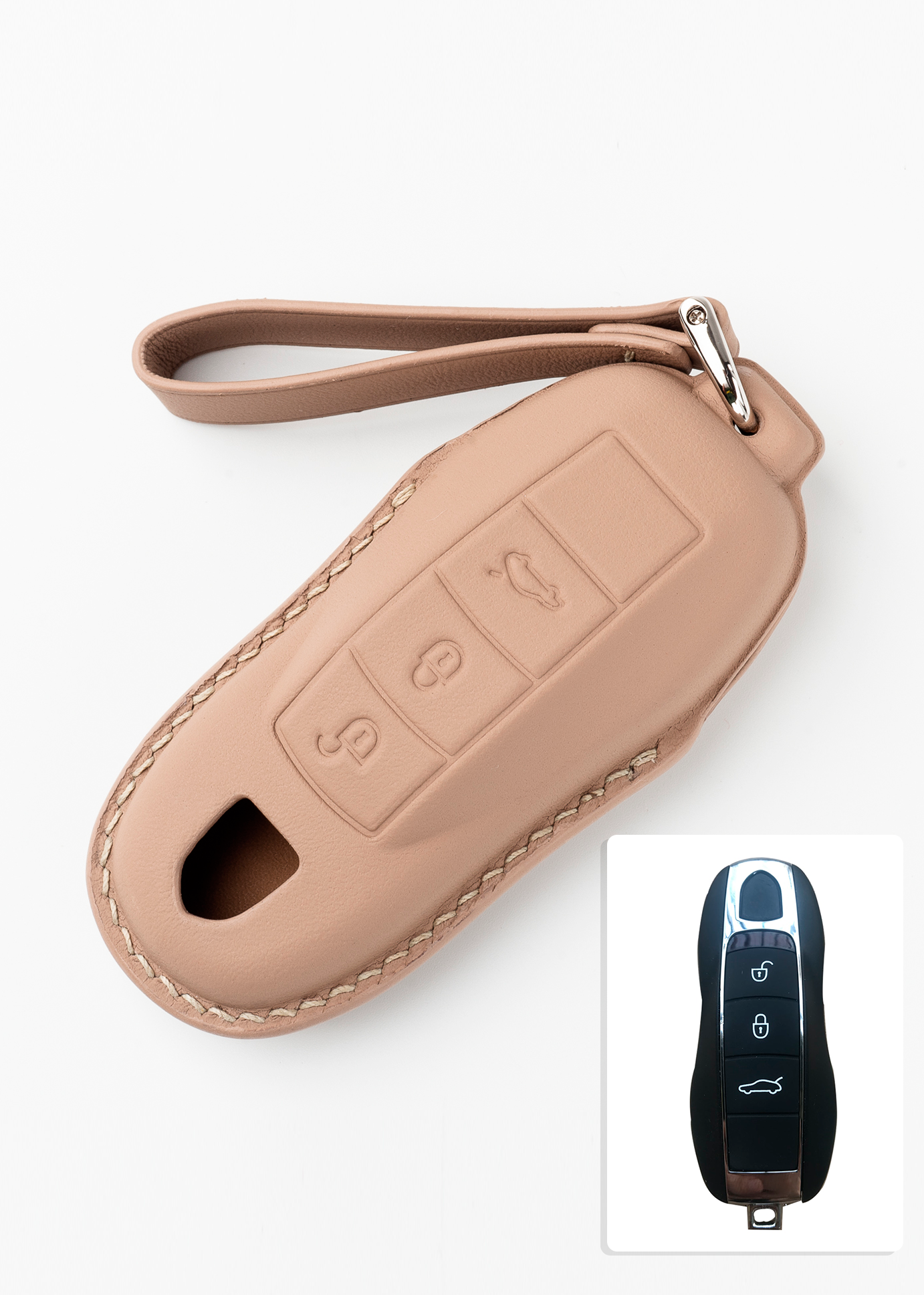 Timotheus for Porsche key fob cover case, Compatible with Porsche key case, Handmade Genuine Leather for Porsche keychains | PR22