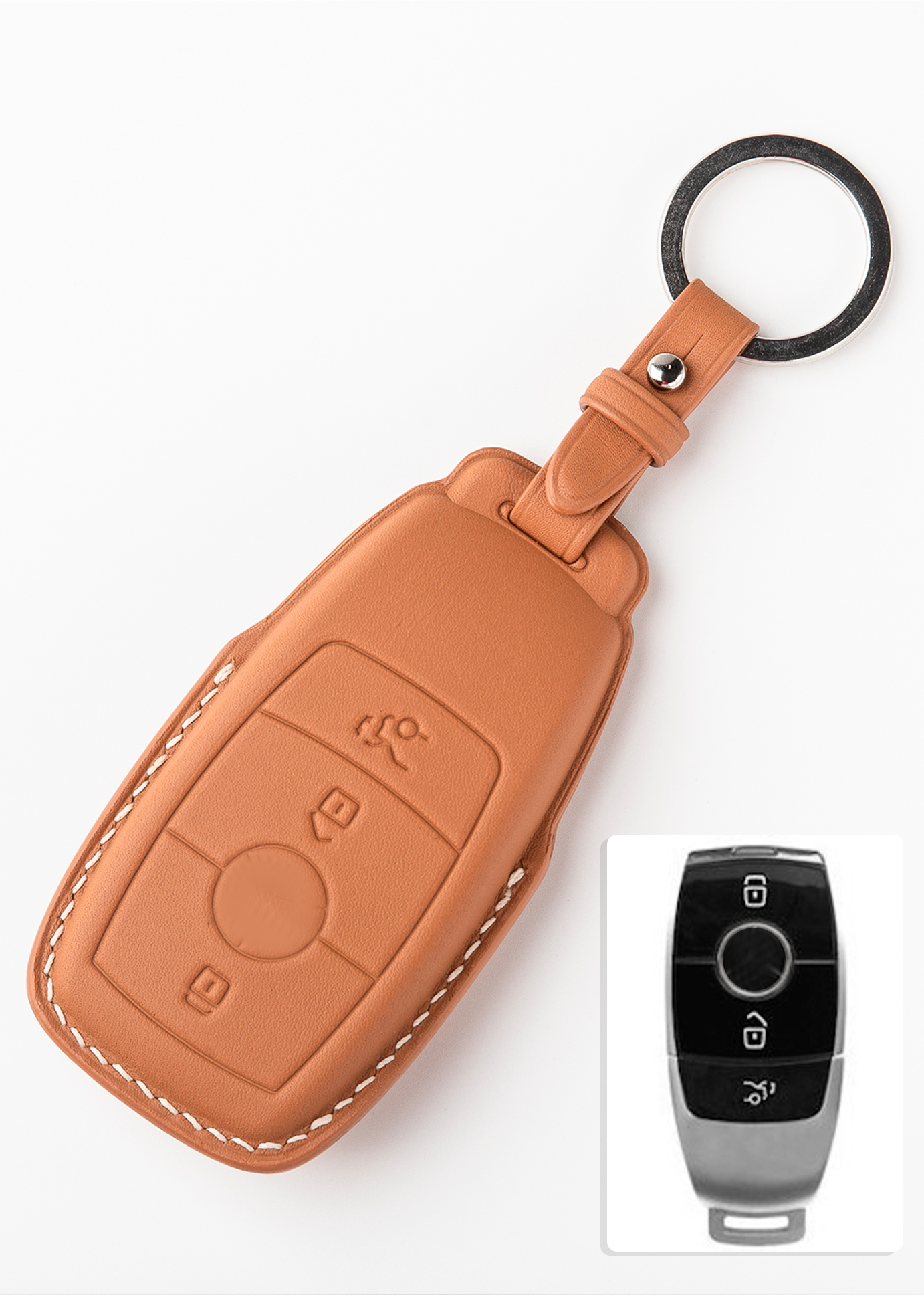 Aluminium, Alcantara Schlüssel Cover passend für Mercedes-Benz Schlüssel  HEK31-M7