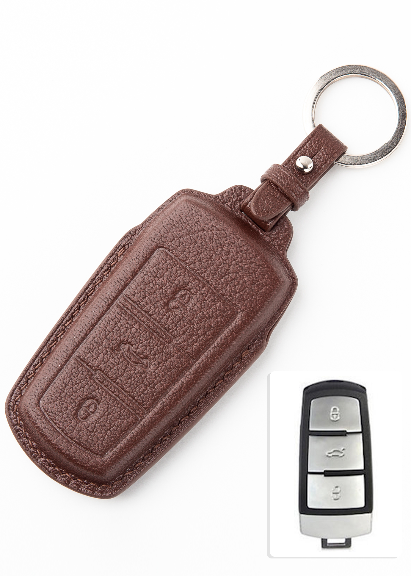 Timotheus for Volkswagen key fob cover case, Compatible with Volkswagen key case, Handmade Genuine Leather for Volkswagen keychains | VG44