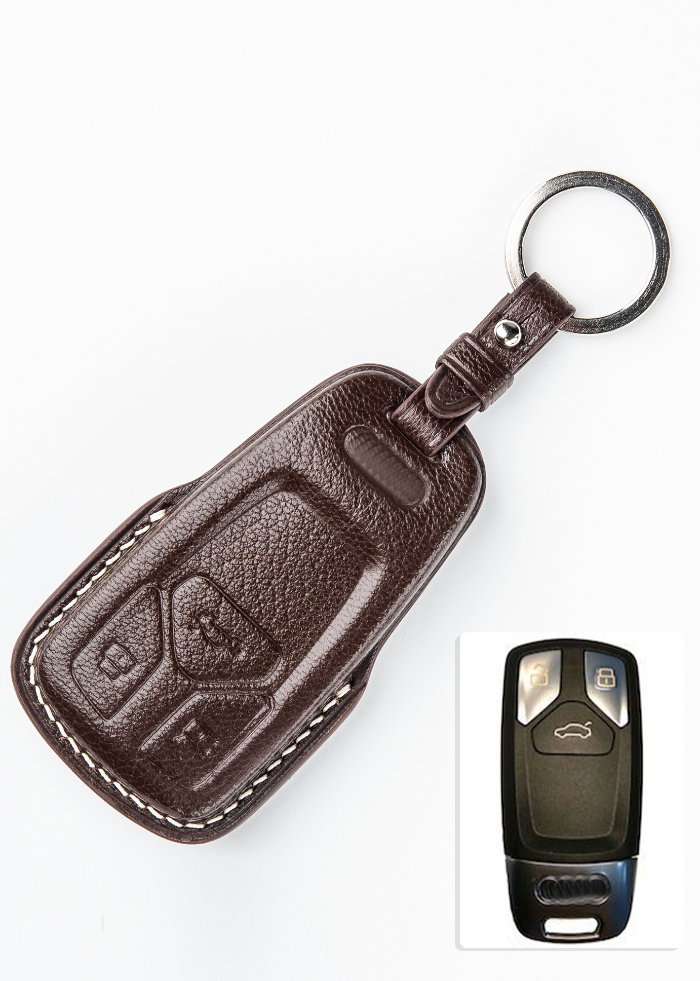 Timotheus for Audi key fob cover case, Compatible with Audi key case, Handmade Genuine Leather for Audi keychains | AU11